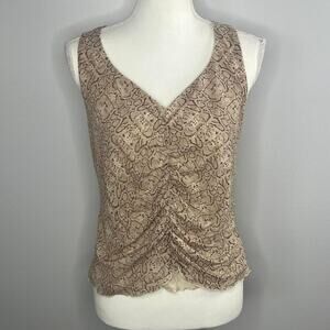 Vintage Y2K Petite Sophisticate Sleeveless V-Neck Top Large Snake Print